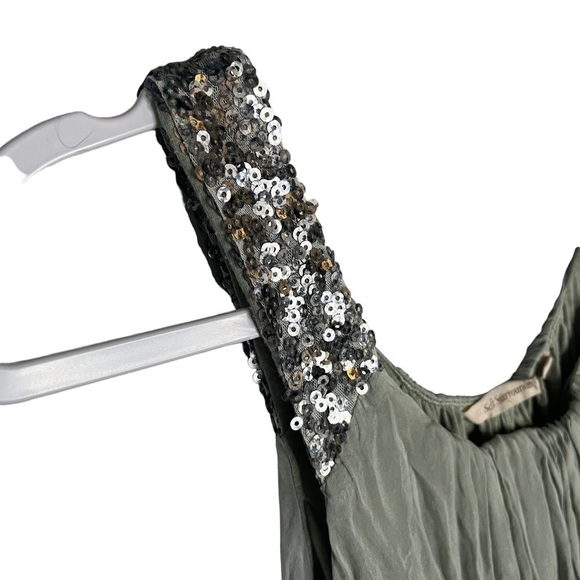 Soft Surroundings Green Tie Dye Silk Summer Maxi Dress Size Medium Sleeveless. - Picture 2 of 6